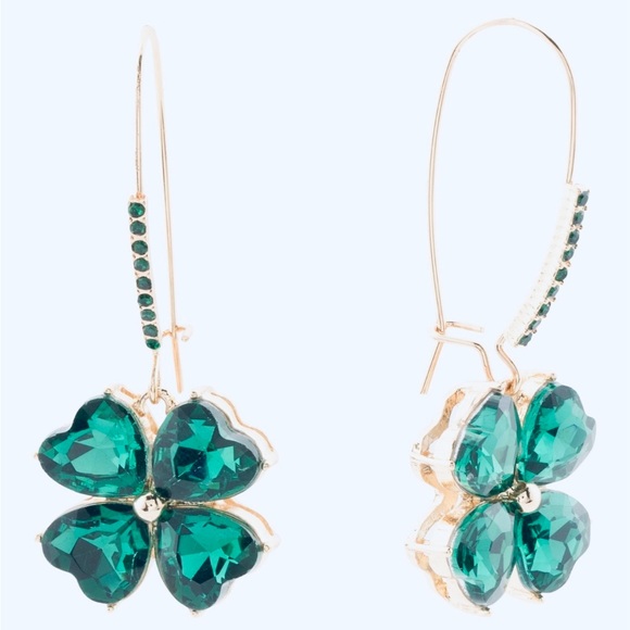 Betsey Johnson Jewelry - New Betsey Johnson 4 Leaf Lucky Clover drop earrings